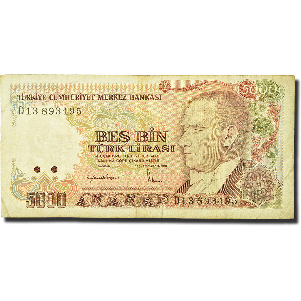 Geldschein, Türkei, 5000 Lira, 1984-1997, 1985, KM:197, S+