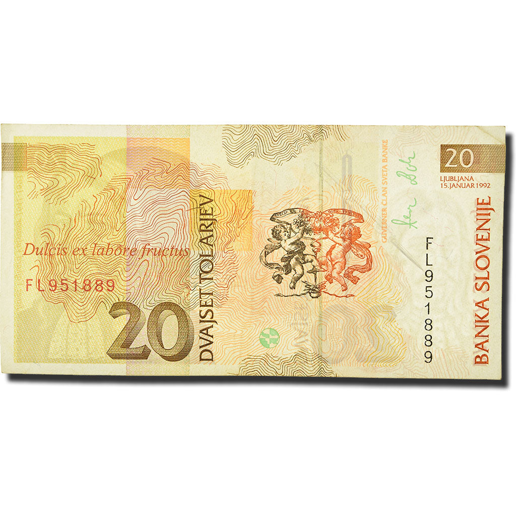 Banconote, Slovenia, 20 Tolarjev, 1992-1993, 1992-01-15, KM:12a, BB