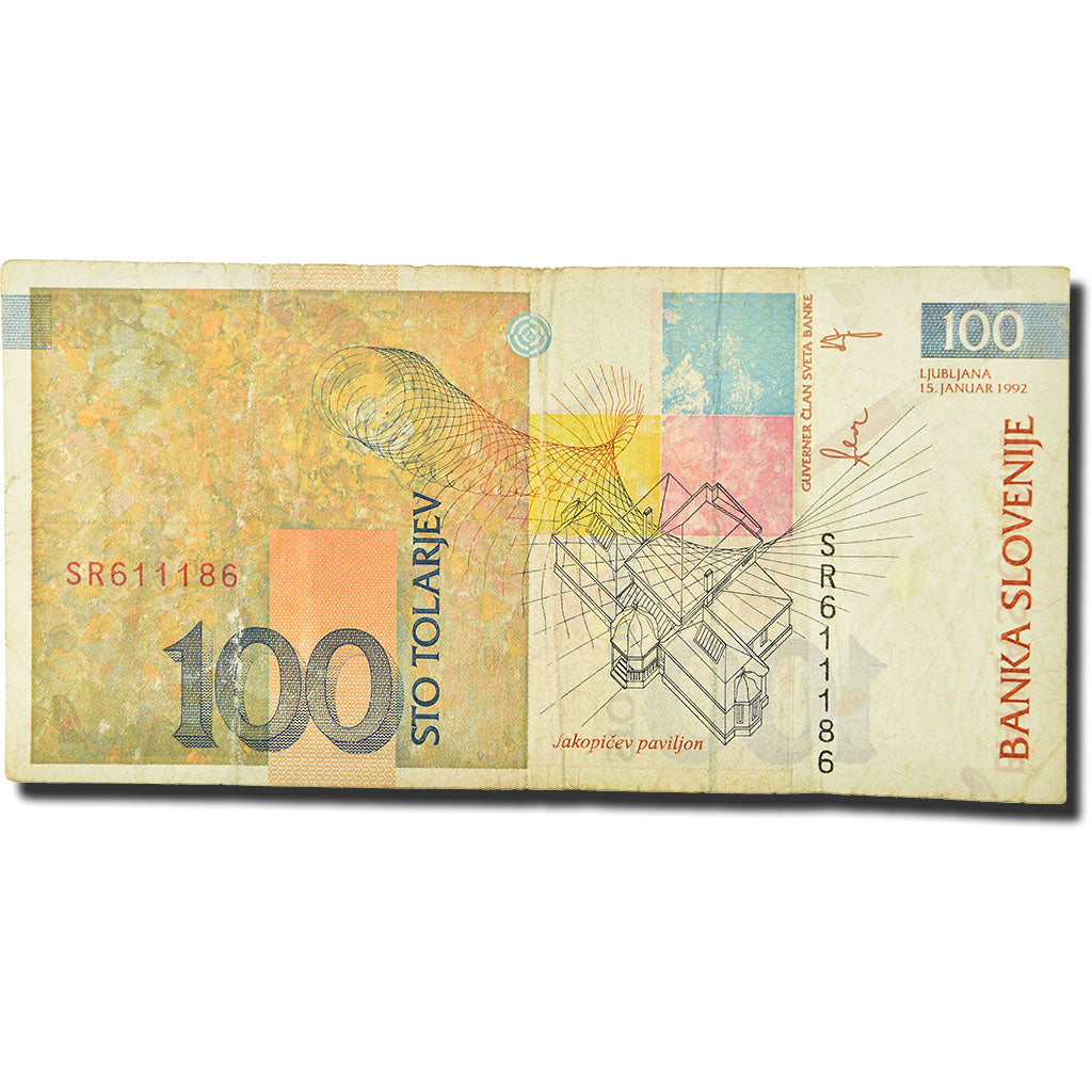 Banconote, Slovenia, 100 Tolarjev, 1992-1993, 1992-01-15, KM:14A, MB