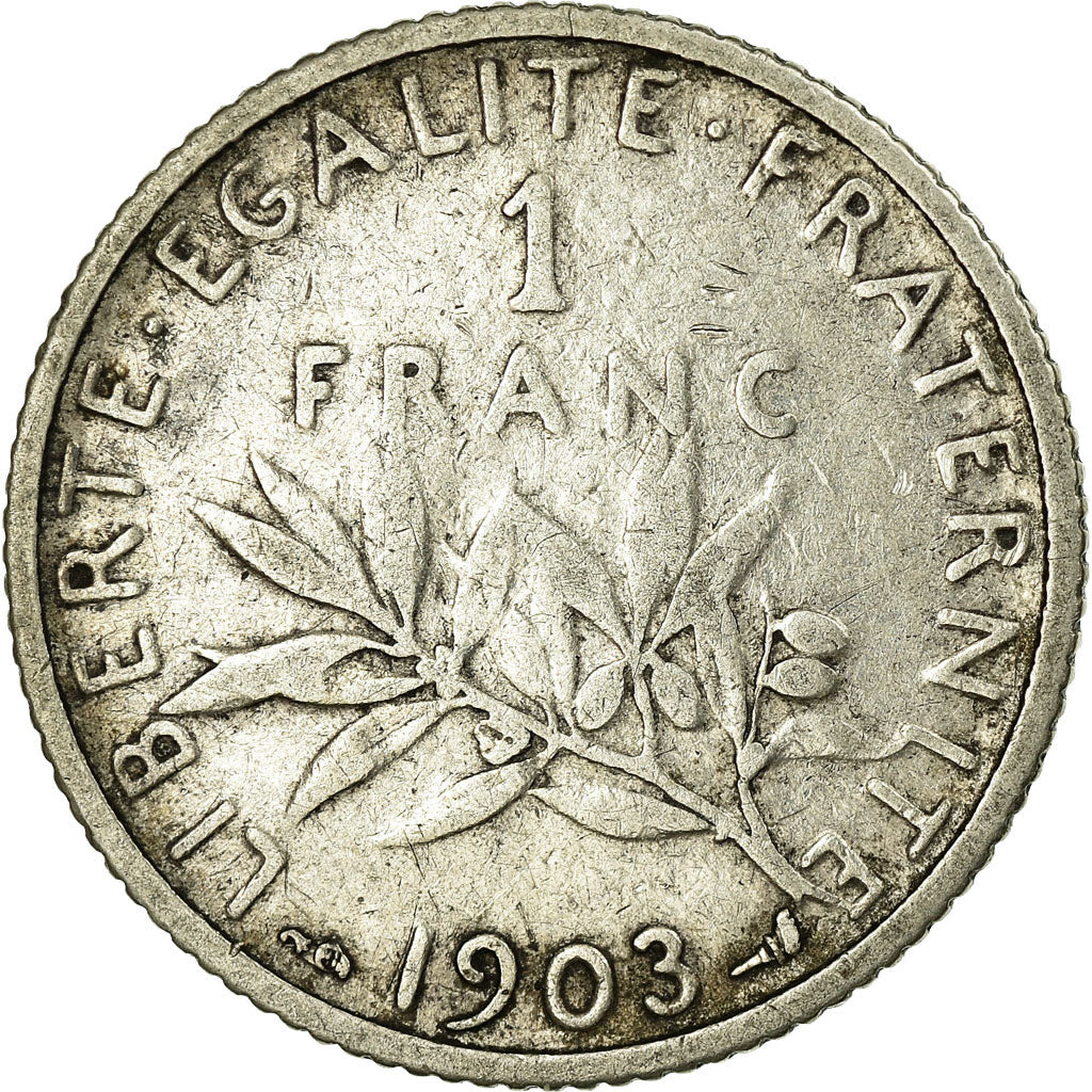 Moneda, Francia, Semeuse, Franc, 1903, BC+, Plata, KM:844.1, Gadoury:467