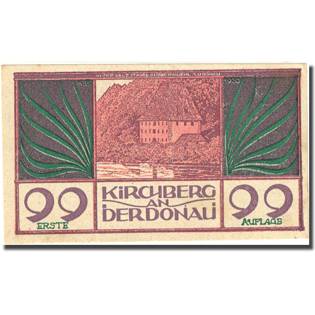 Banknote, Austria, Kirchberg an der Donau, 99 Heller, château, 1920 UNC(63)
