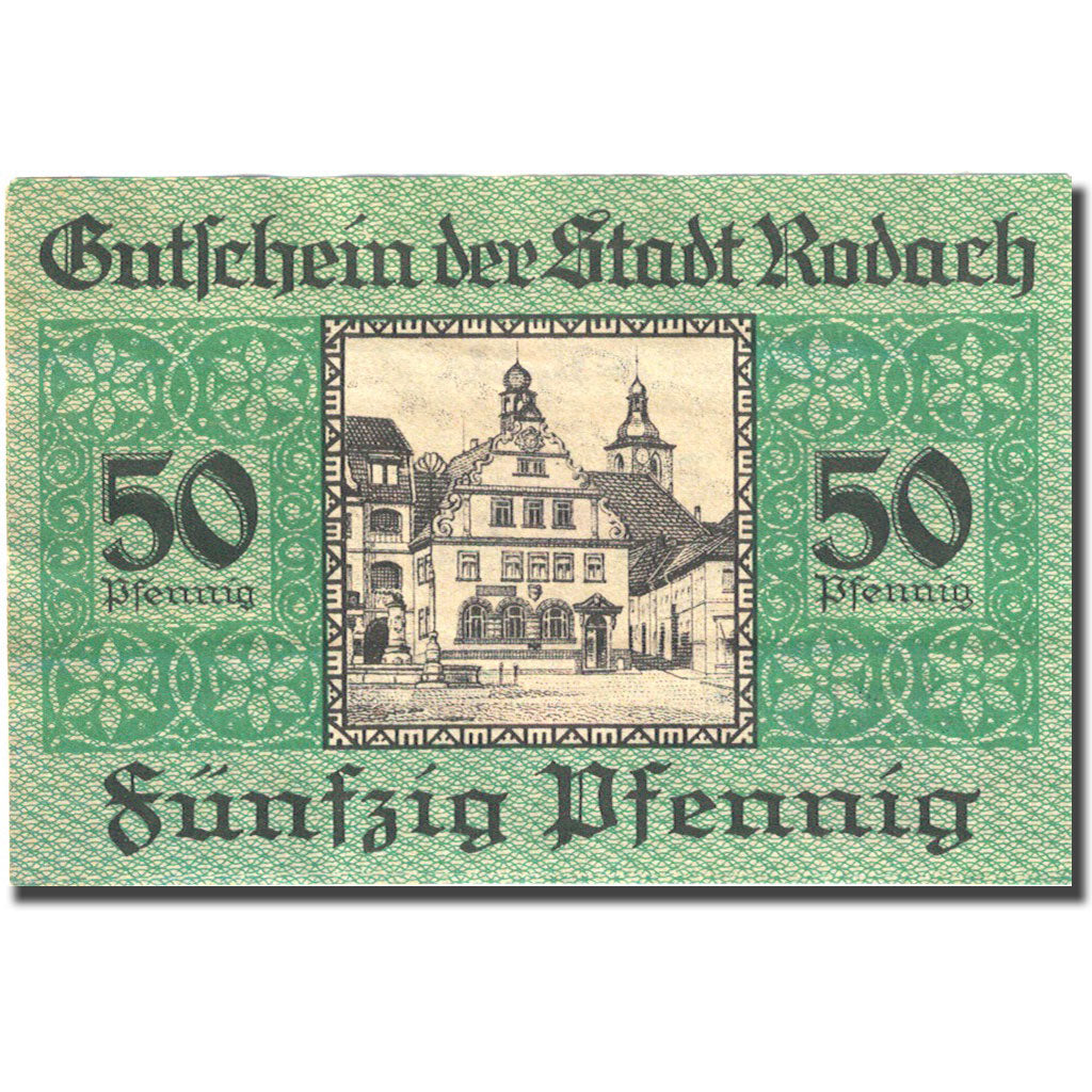 Banknote, Germany, Rodach, 50 Pfennig, Monument, 1920  AU(55-58) Mehl R33.2b