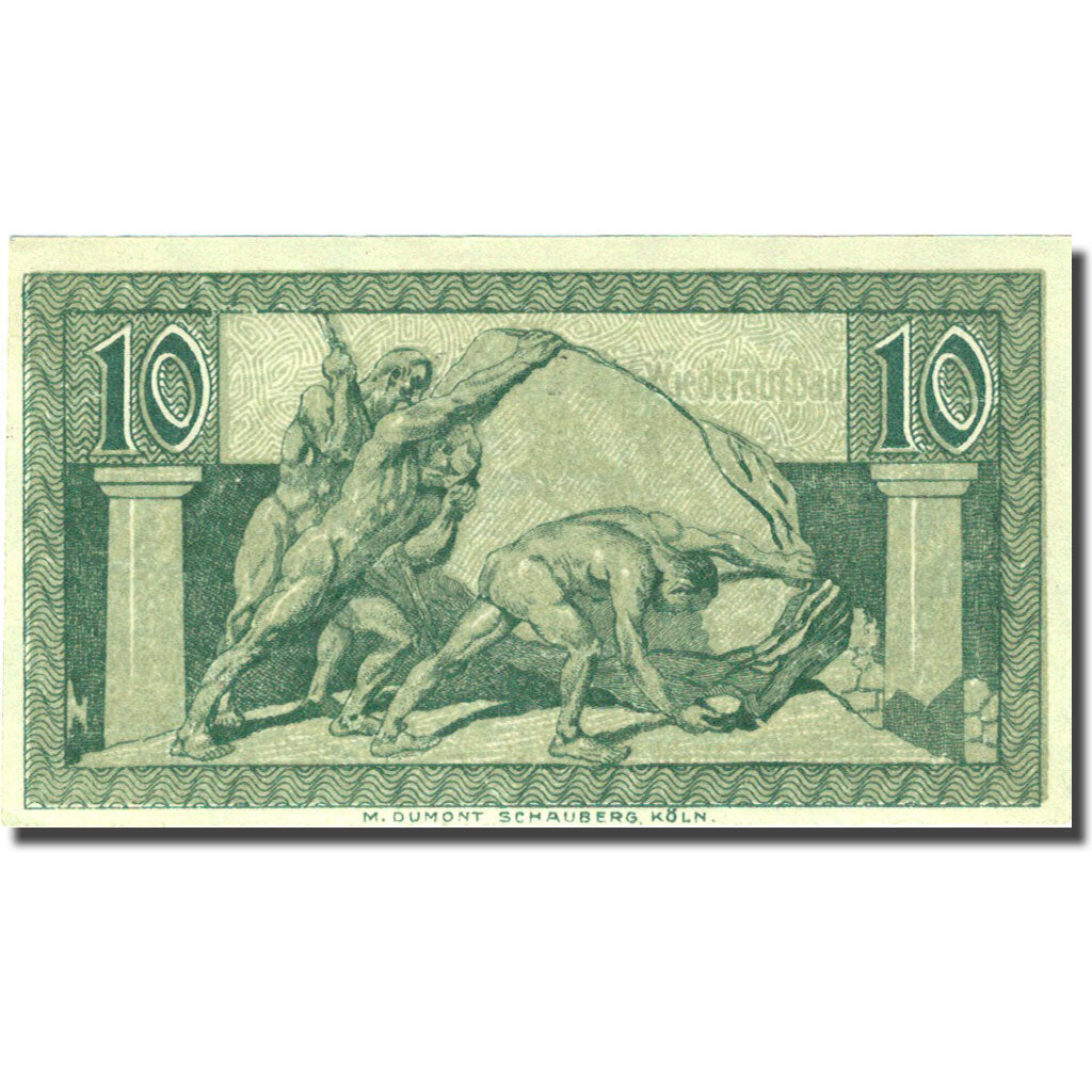 Banconote, Germania, Bonn, 10 Pfennig, personnage, 1920, SPL, Mehl:B74.6a