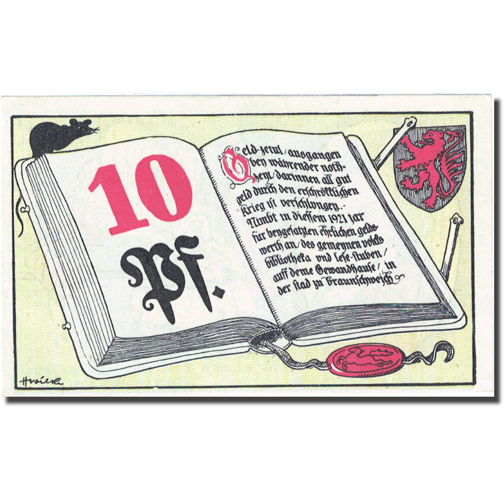 Geldschein, Deutschland, Braunschweig, 10 Pfennig, livre, 1921, UNZ- Mehl 158.1a