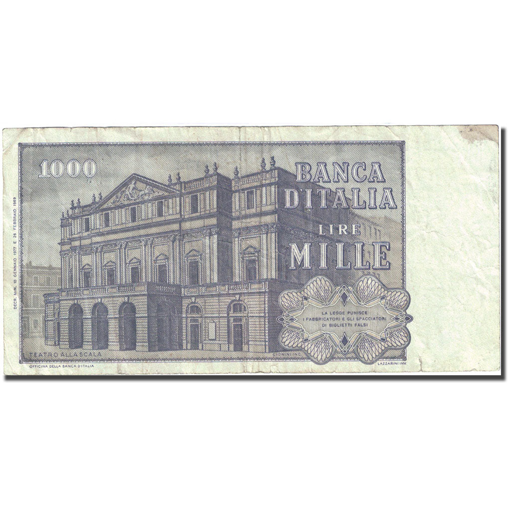 Banknote, Italy, 1000 Lire, 1969-1971, 1977-01-10, KM:101e, VF(20-25)