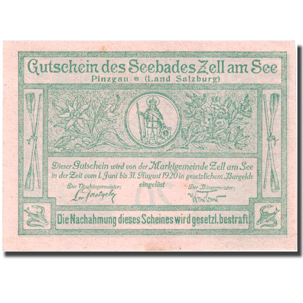 Banknote, Austria, Zell am See, 20 Heller, montagne 1920-08-31 UNC(63) FS 1270I