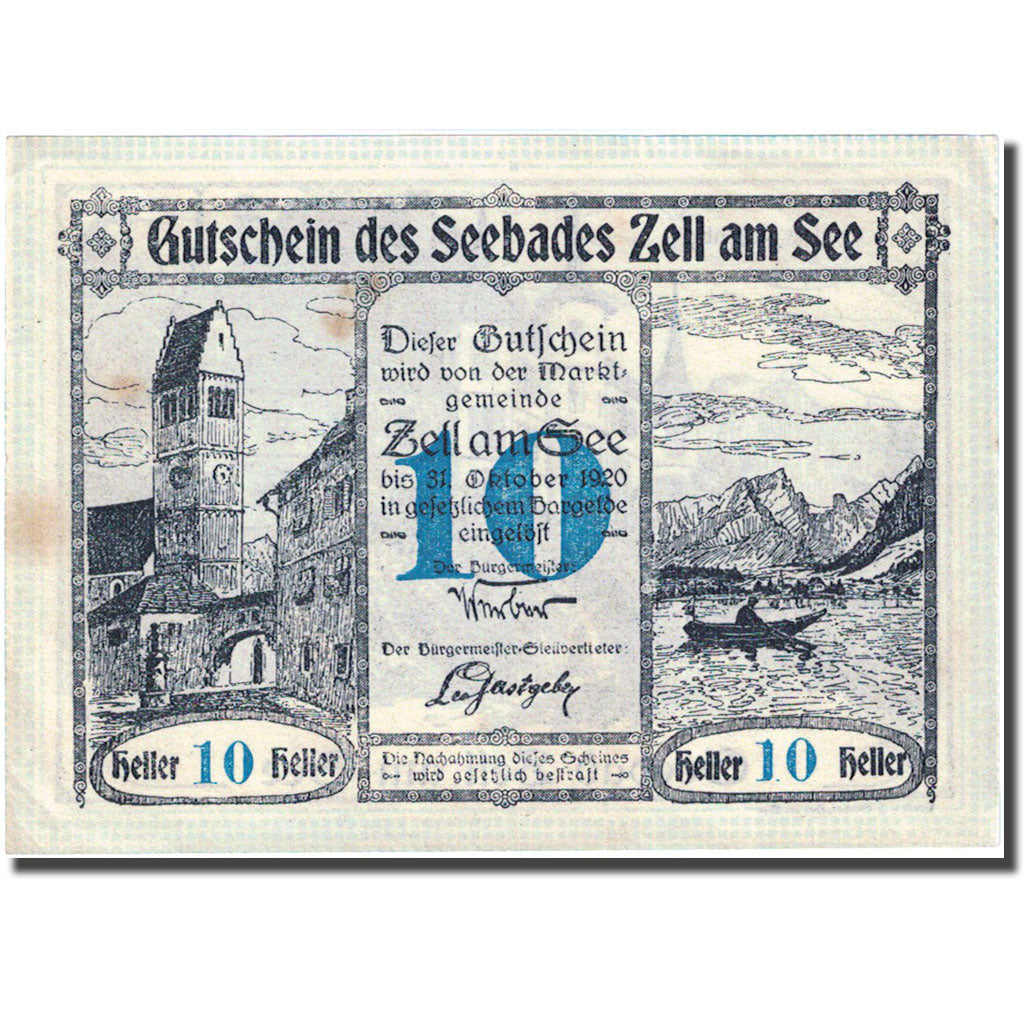 Geldschein, Österreich, Zell am See, 10 Heller, château, 1920 VZ FS 1270 II
