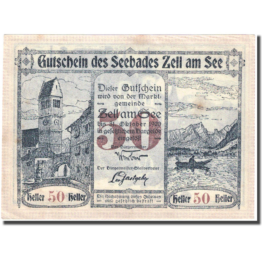 Geldschein, Österreich, Zell am See, 50 Heller, château 1920-10-31 VZ FS 1270 II