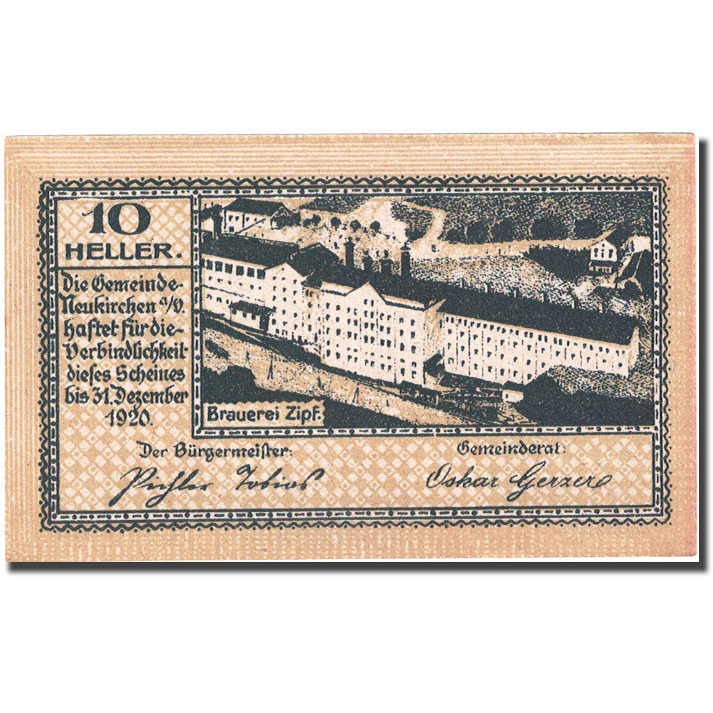 Banknote, Austria, Neukirchen, 10 Heller, Eglise 1920-12-31 UNC(63) FS 657