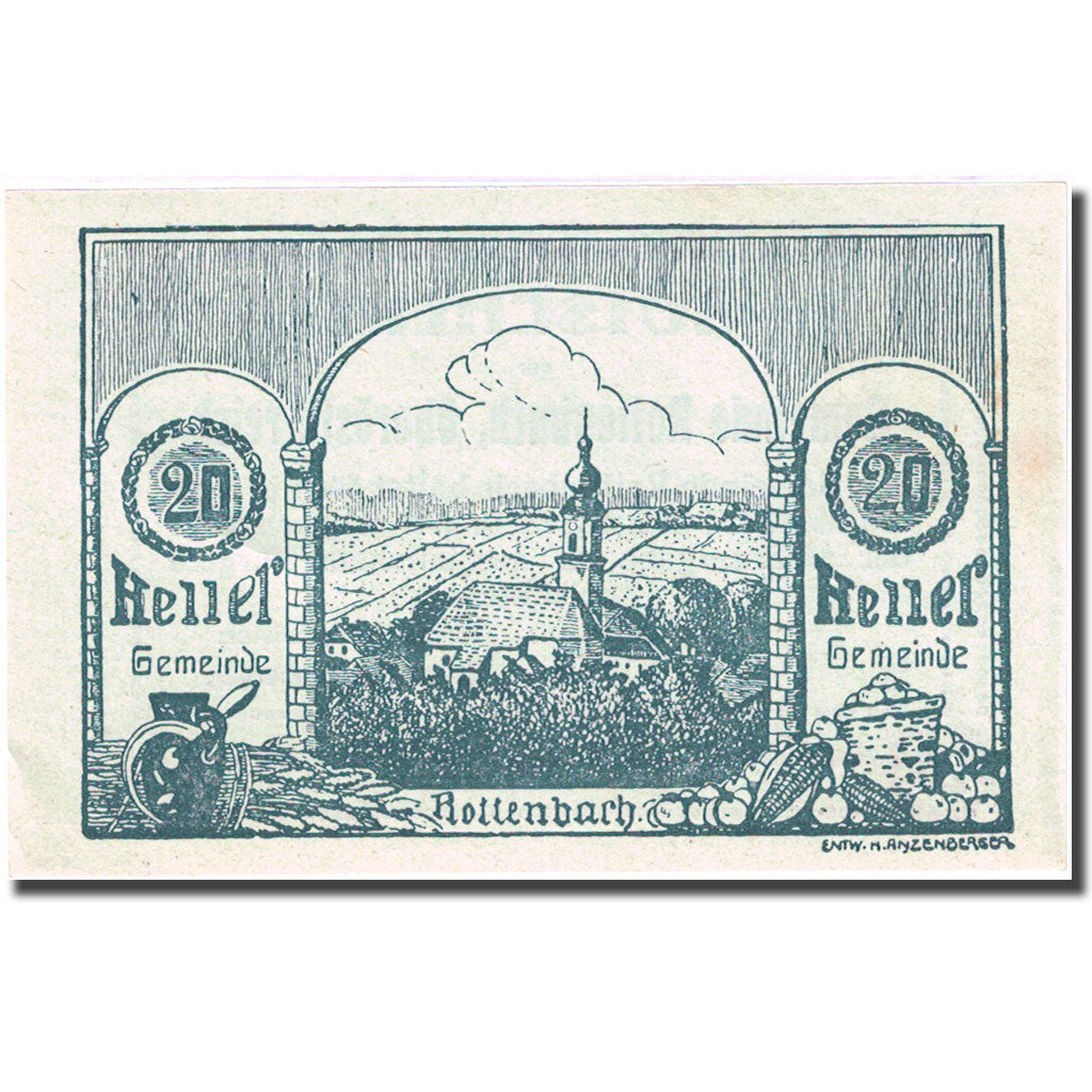 Geldschein, Österreich, Rottenbach, 20 Heller, Eglise 1921-01-31, VZ FS 851 Id