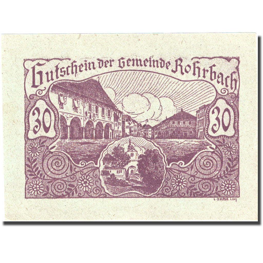 Banknote, Austria, Rohrbach, 30 Heller, village 1920-06-25 UNC(60-62) FS 841b
