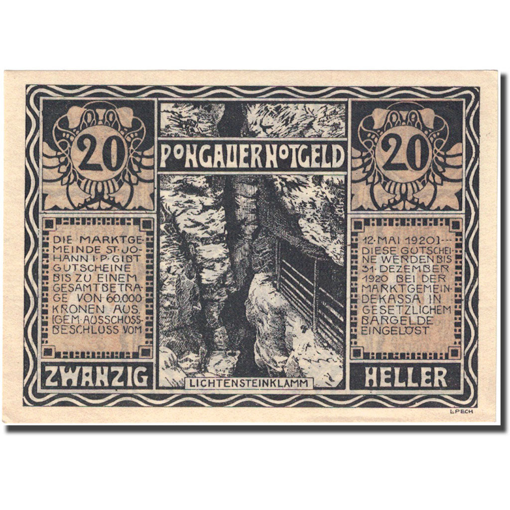 Banknote, Austria, St Johann, 20 Heller, chasseur 1920-12-31, UNC(63) FS 895a