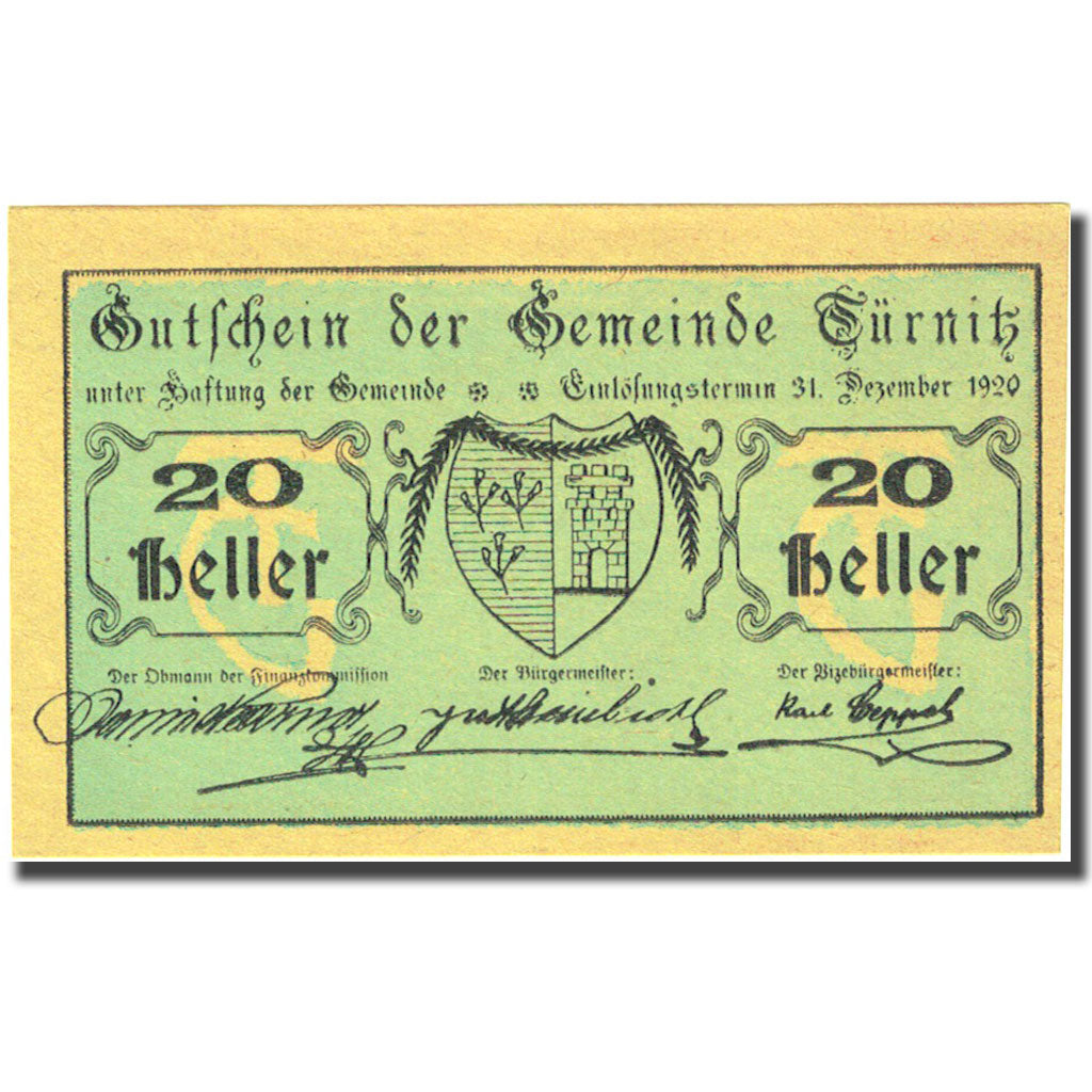 Banknote, Austria, Türnitz, 20 Heller, Blason 1920-12-31 UNC(63) FS 1086a