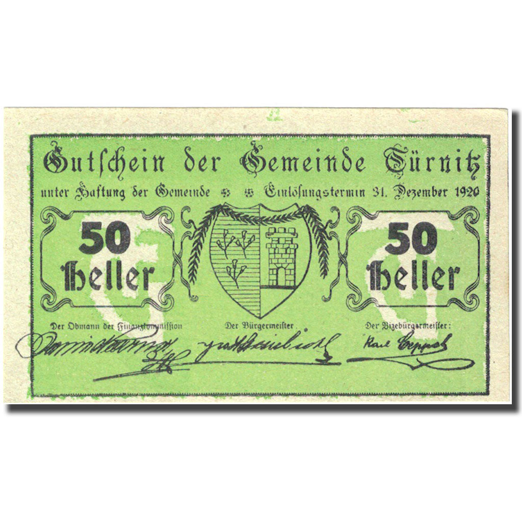 Banknote, Austria, Türnitz, 50 Heller, Blason 1920-12-31, UNC(63) FS 1086a
