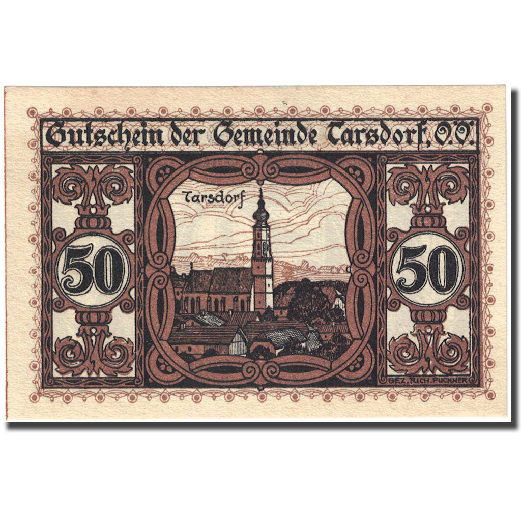 Banknote, Austria, Tarsdorf, 50 Heller, Eglise 1921-01-31, UNC(63) FS 1056a