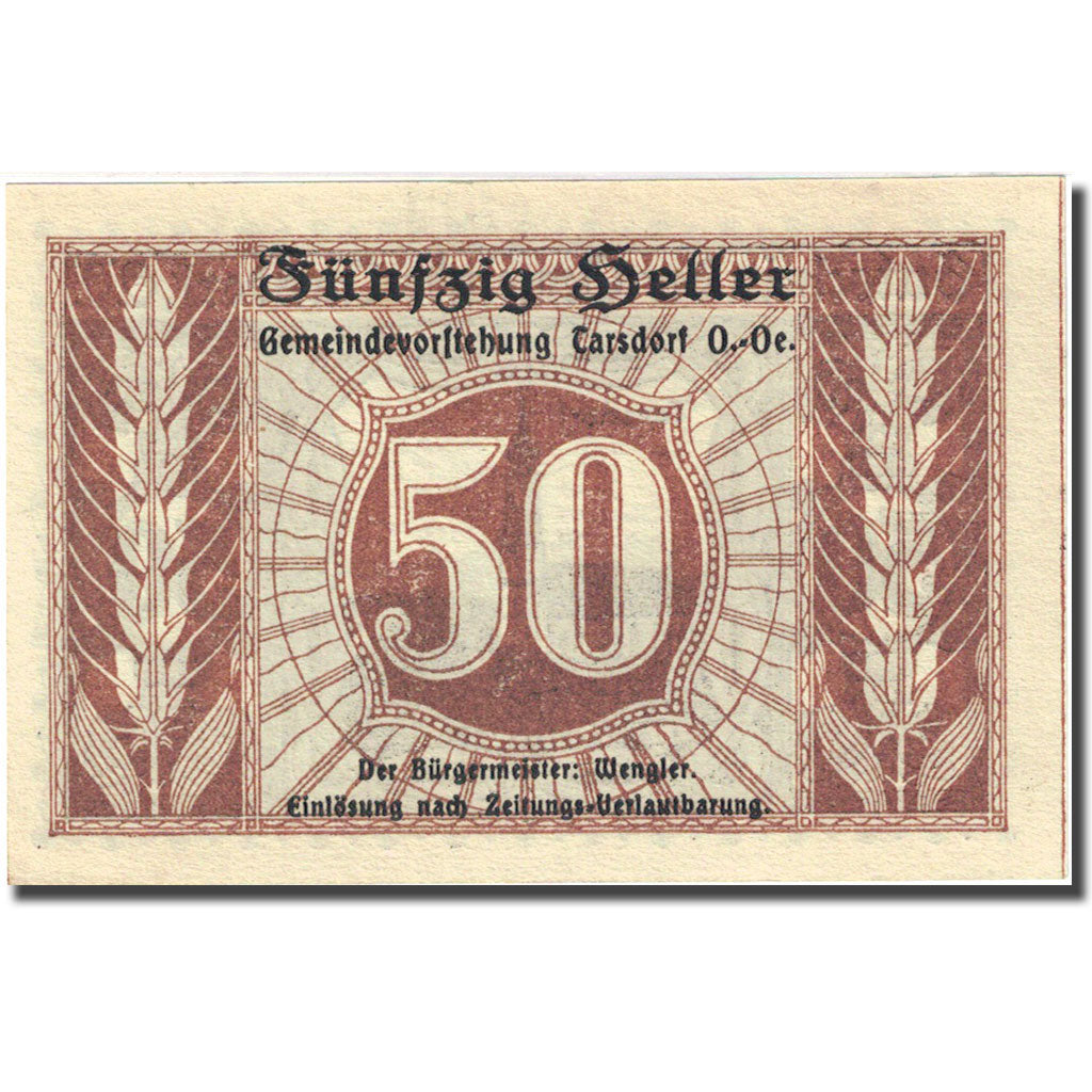 Banknote, Austria, Tarsdorf, 50 Heller, Eglise 1921-01-31, UNC(63) FS 1056a