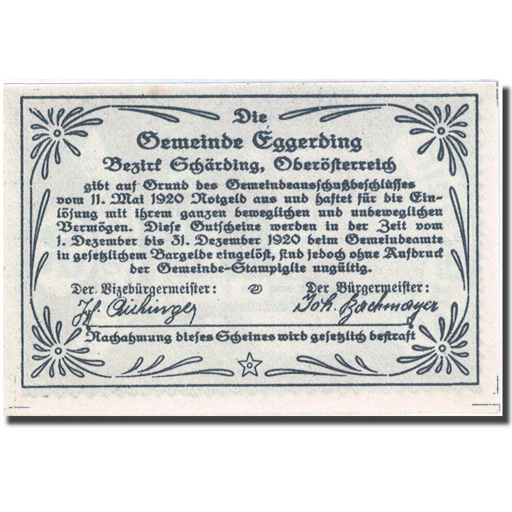 Geldschein, Österreich, Eggerding, 50 Heller, Eglise 1920-12-31, UNZ- FS 166a