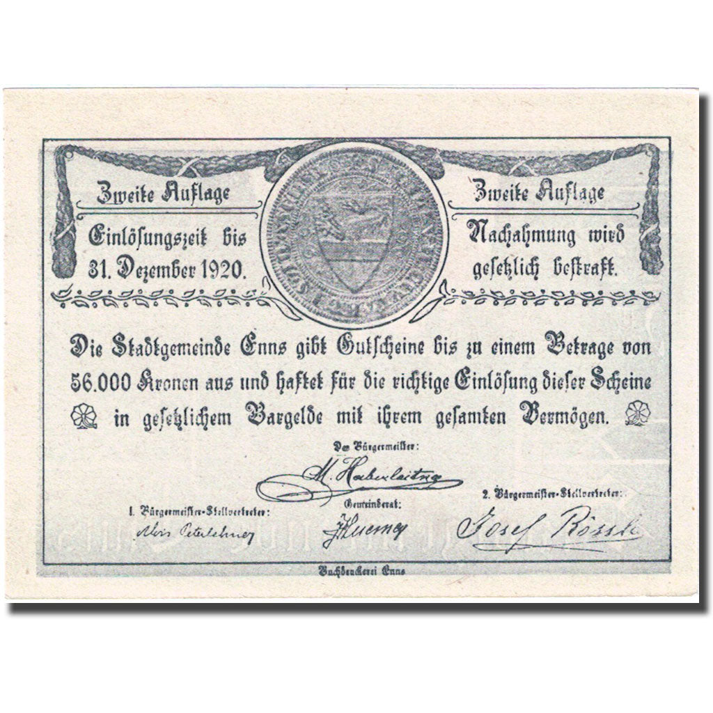 Banknote, Austria, Enns, 20 Heller, village 1920-12-31, UNC(63), Mehl:FS 174IIa