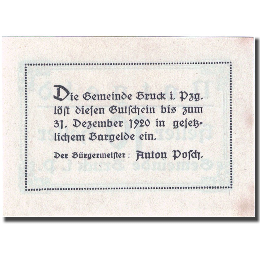 Banknote, Austria, Bruck, 10 Heller, valeur faciale 1920-12-31 UNC(63) FS 107IIb