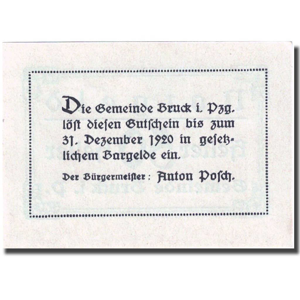 Banconote, Austria, Bruck, 50 Heller, valeur faciale 1920-12-31, SPL FS 107IIb