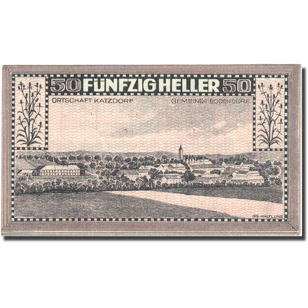 Banknote, Austria, Bodendorf, 50 Heller, village 1921-01-31, UNC(63) FS 961a