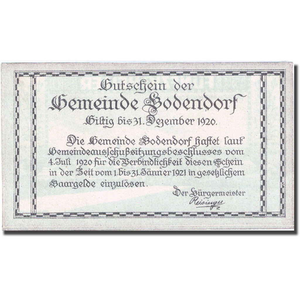 Banknote, Austria, Bodendorf, 50 Heller, village 1921-01-31, UNC(63) FS 961a