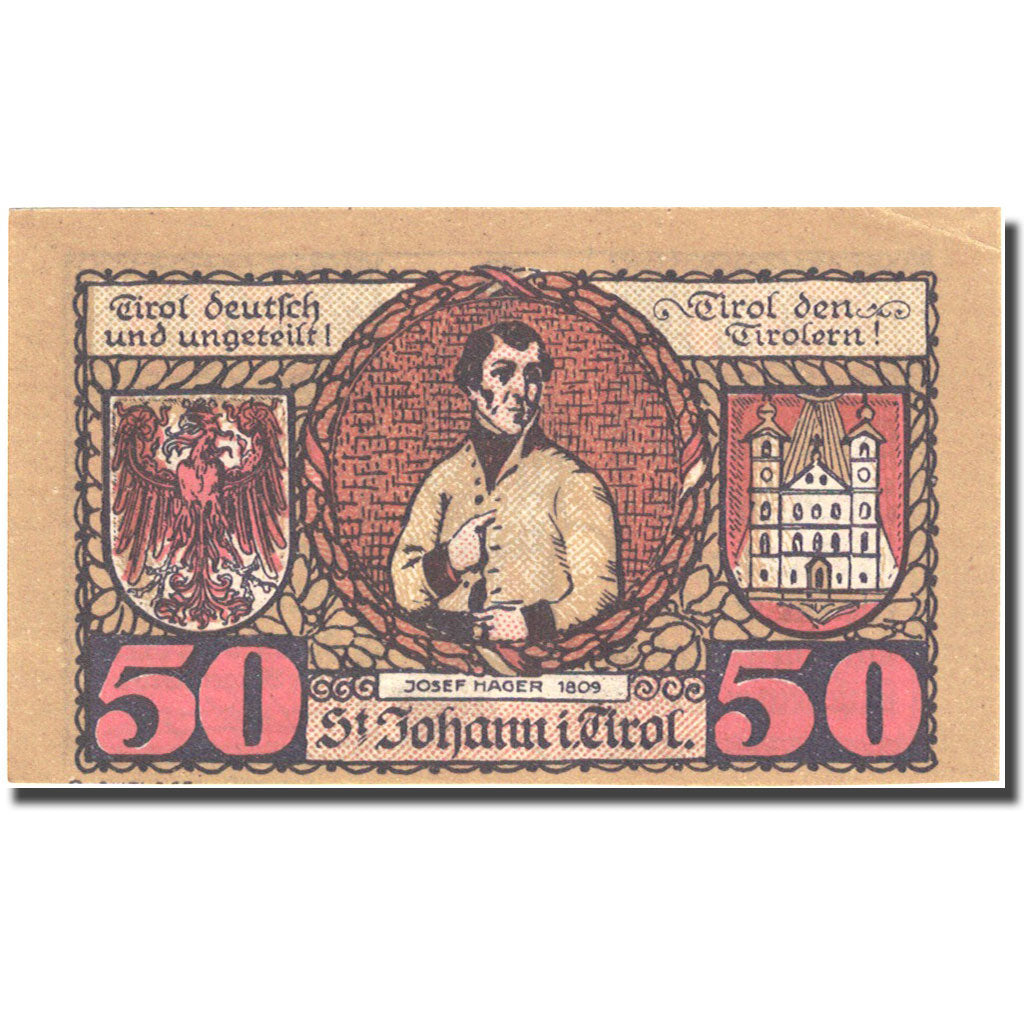 Banknote, Austria, St Johann, 50 Heller, Blason 1921-01-31, UNC(63) FS 898a