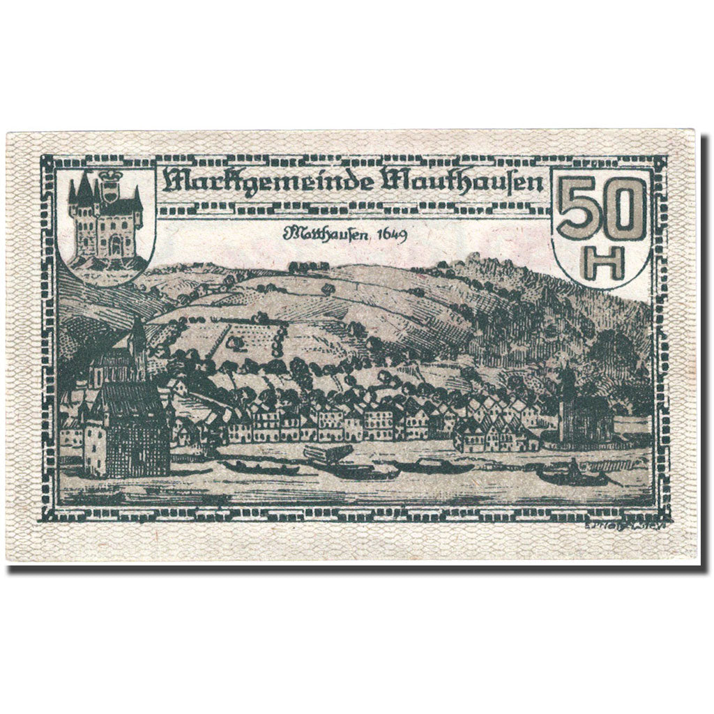 Banknote, Austria, Mauthausen, 50 Heller, château, 1920 UNC(60-62) FS 601Ia