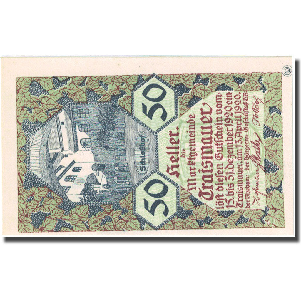 Banknote, Austria, Traismauer, 50 Heller, village, 1920-12-31, UNC(63) FS 1078II