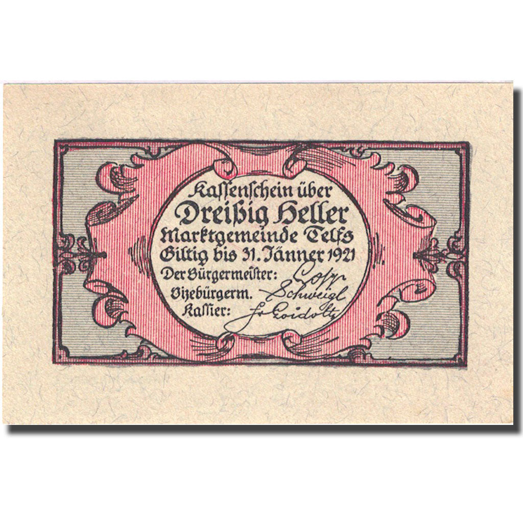 Banknote, Austria, Telfs, 30 Heller, Fleur 1921-01-31, UNC(63), Mehl:FS 1061a