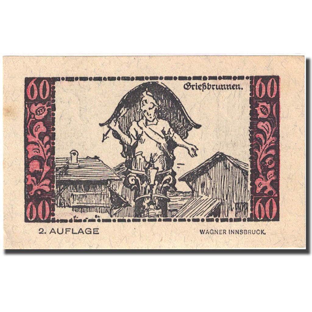 Banknote, Austria, Telfs, 60 Heller, personnage 1921-01-31 UNC(63) FS 1061a