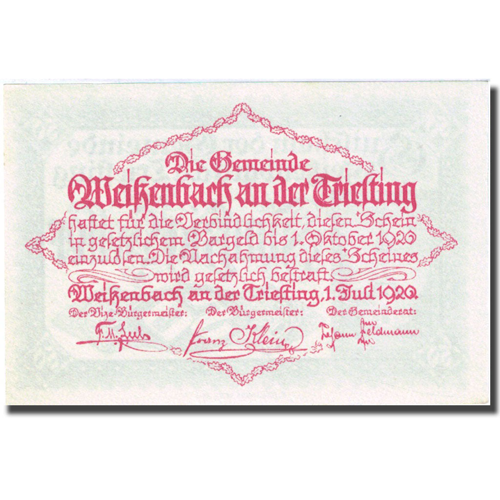 Geldschein, Österreich, Altenmarkt  an der Triesting 50 Heller 1920 UNZ FS 1155a