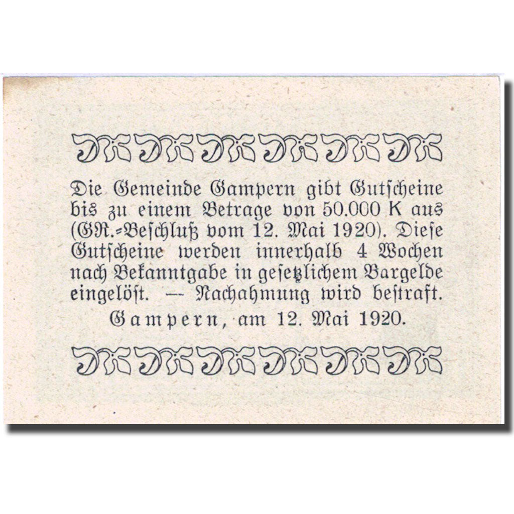 Banknote, Austria, Gampern, 10 Heller, Eglise 1920-05-12, UNC(63) FS 221