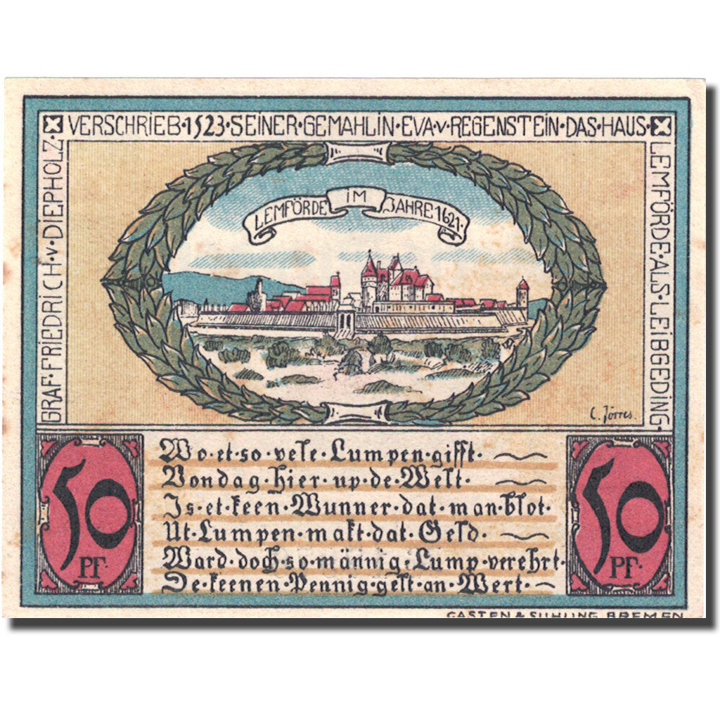 Geldschein, Deutschland, Diepholz, 50 Pfennig soldat 1921-08-15 UNZ- Mehl 273.3b