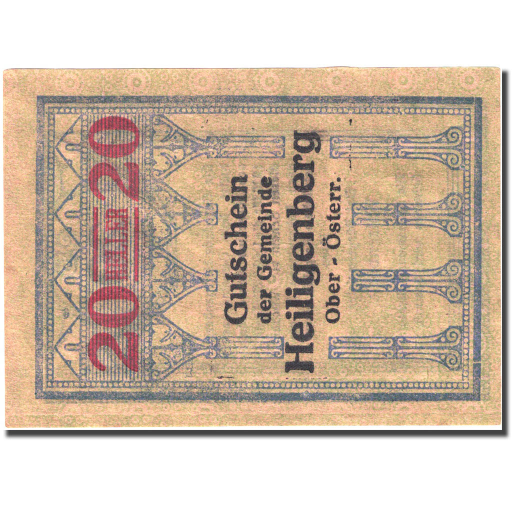 Banknote, Austria, Heiligenberg, 20 Heller 1920 AU(55-58) Mehl: FS 631Ia