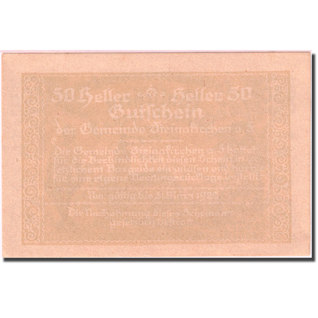 Banknote, Austria, Steinakirchen 50 Heller 1922-03-31 UNC(60-62) Mehl:FS 1017IIa