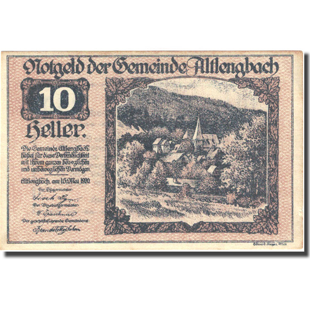 Banknote, Austria, Altlengbach, 10 Heller, village, 1920 AU(55-58) Mehl: FS 33a