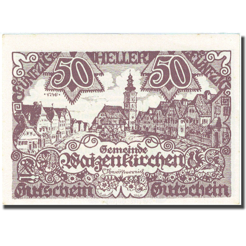 Banknote, Austria, Waizenkirchen, 50 Heller, village 1920 UNC(63) Mehl: FS 1128b