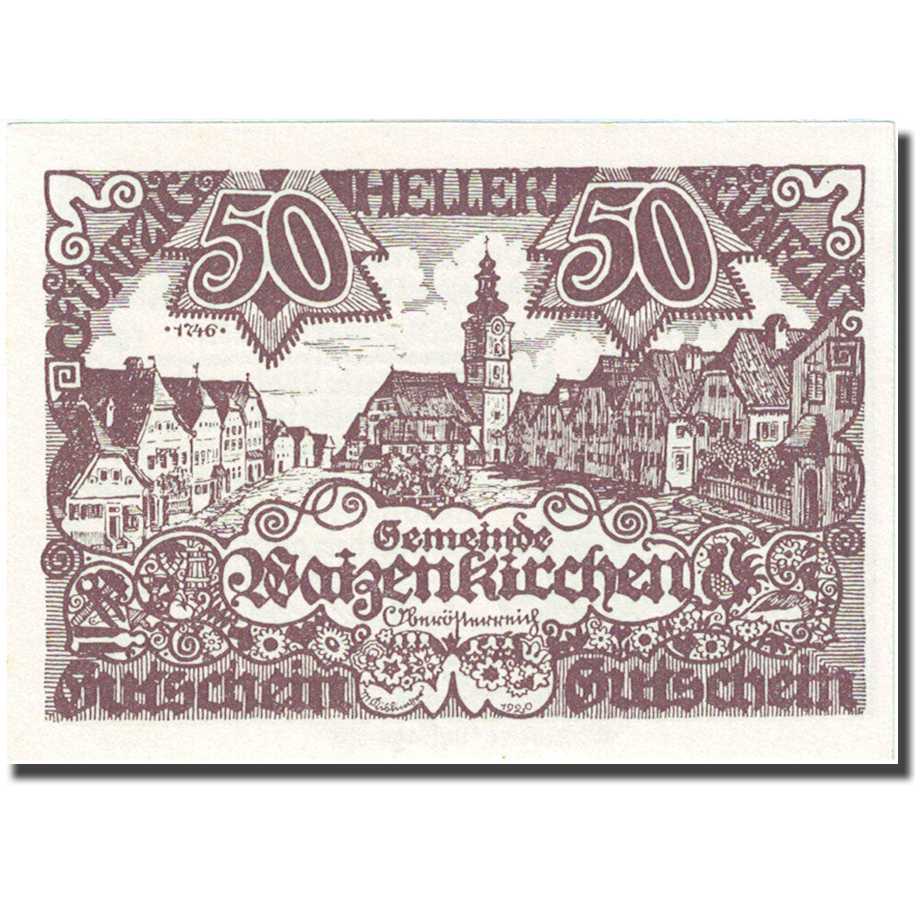 Banknote, Austria, Waizenkirchen, 50 Heller, village 1920 UNC(64) Mehl: FS 1128b