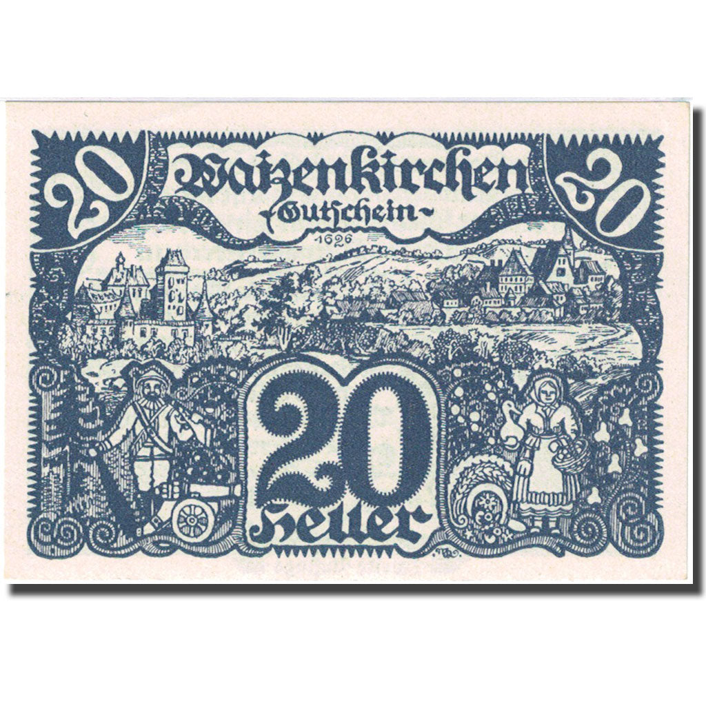 Banknote, Austria, Waizenkirchen, 20 Heller, village 1920 UNC(63) Mehl: FS 1128b