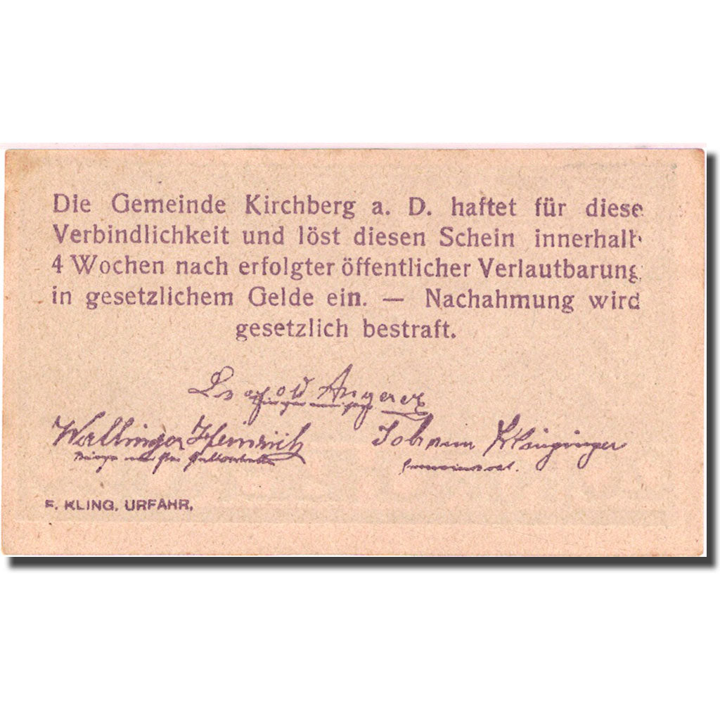 Banconote, Austria, Kirchberg, 20 Heller, train 1920-12-31 SPL, Mehl:FS 441d
