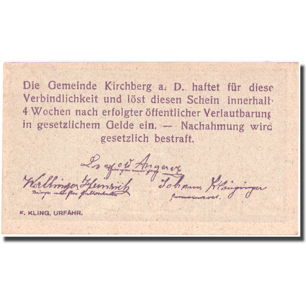 Banknote, Austria, Kirchberg, 20 Heller train 1920-12-31 UNC(60-62) Mehl:FS 441d