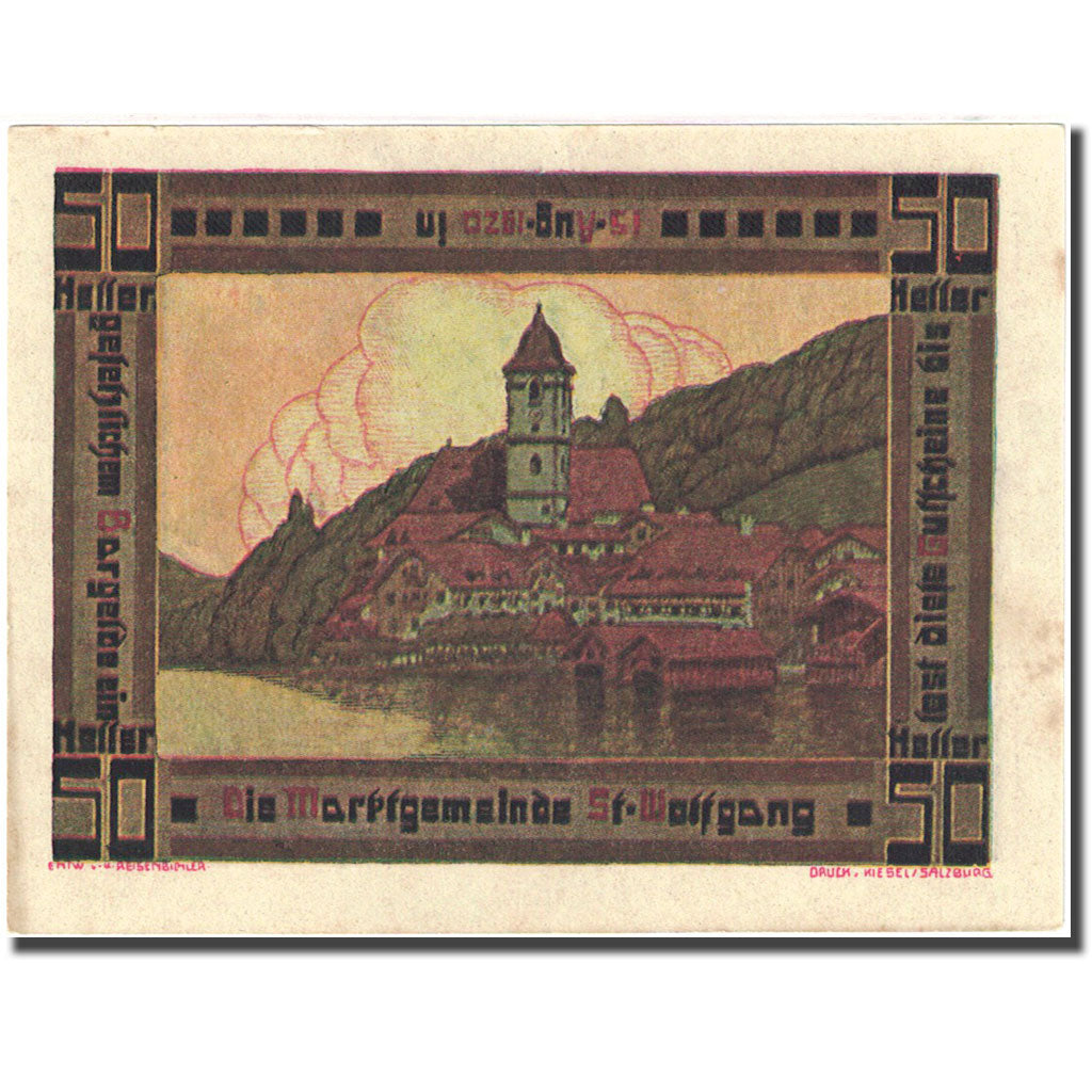 Banconote, Austria, St Wolfgang, 50 Heller, village 1920-08-15, SPL Mehl:FS 947a