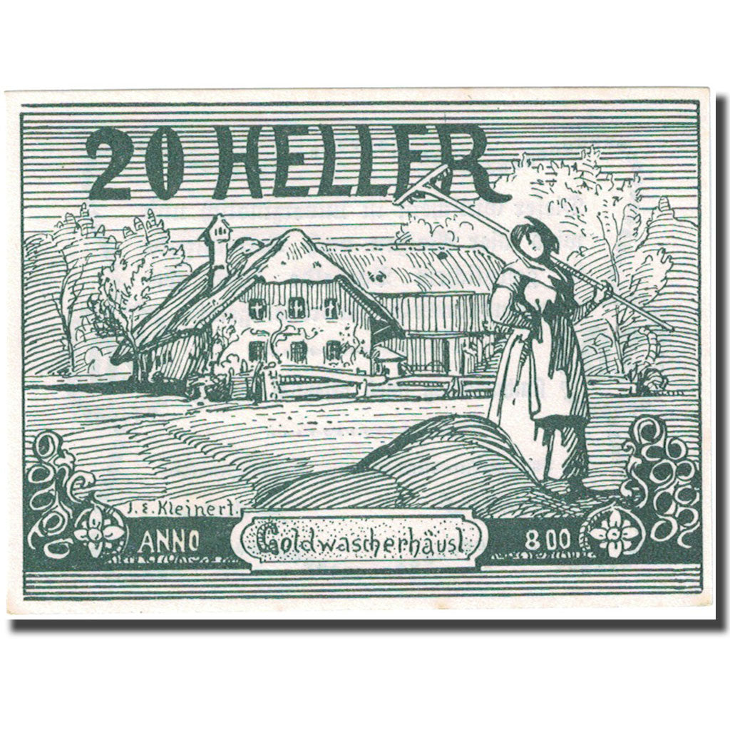 Banknote, Austria, Goldwörth, 20 Heller, ferme, 1920 UNC(63) Mehl:FS 248b