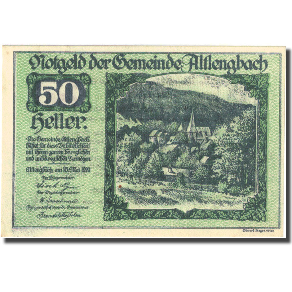 Banknote, Austria, Altlengbach, 50 Heller, village, 1920 UNC(63) Mehl:FS 33a