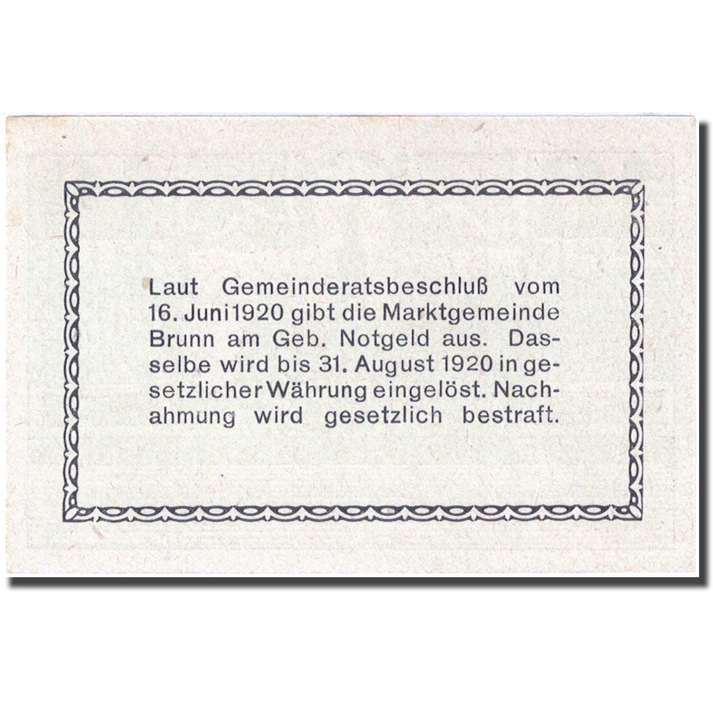 Banknote, Austria, Brunn, 10 Heller, Eglise, 1920 UNC(60-62) Mehl:FS 109a