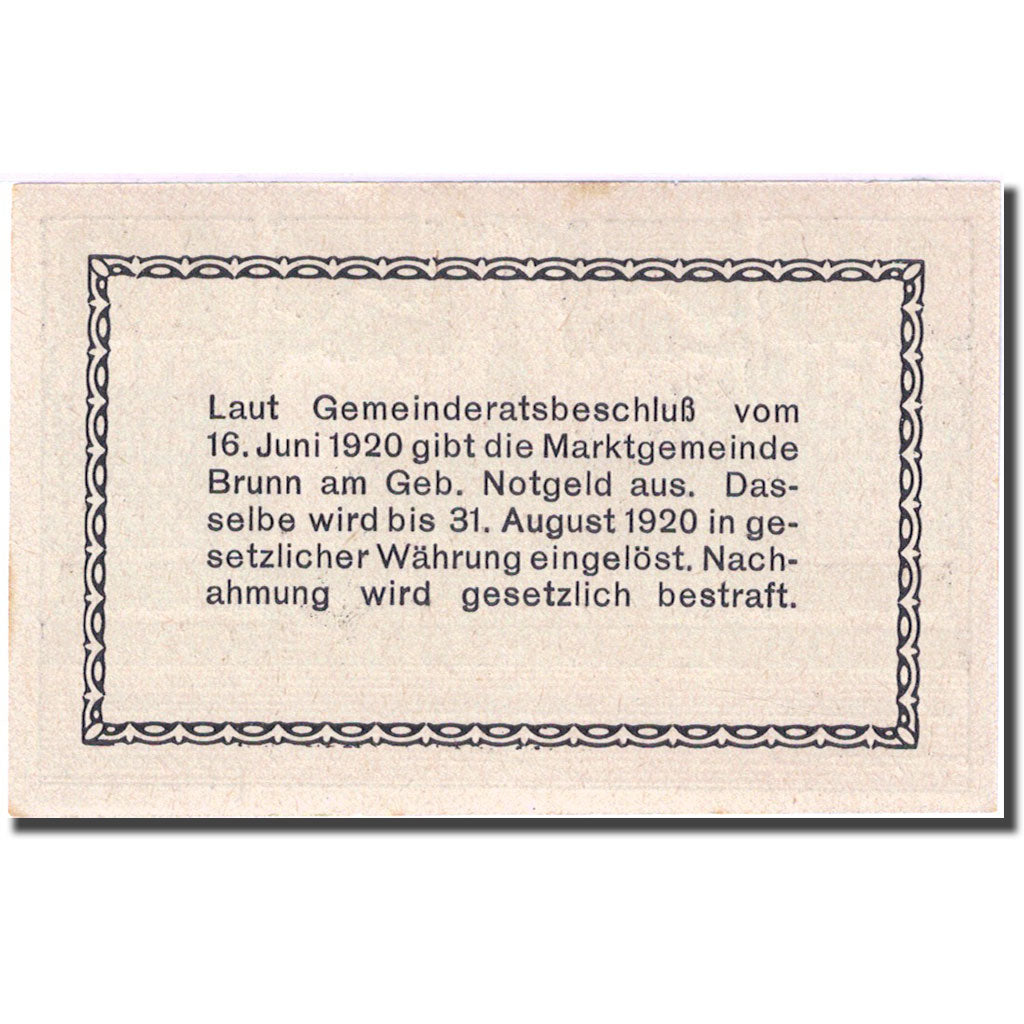 Banknote, Austria, Brunn, 10 Heller, Eglise 1920-08-31, UNC(63), Mehl:FS 109a