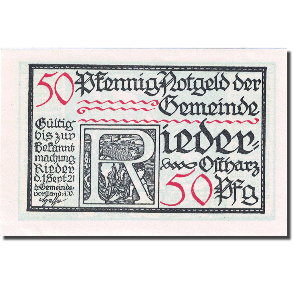 Banconote, Germania, Rieder 50 Pfennig personnage 1, 1921-09-01 SPL Mehl:1122.2a