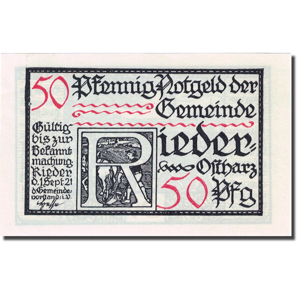 Banknote, Germany, Rieder, 50 Pfennig, personnage 2, 1921 UNC(63) Mehl:1122.2a