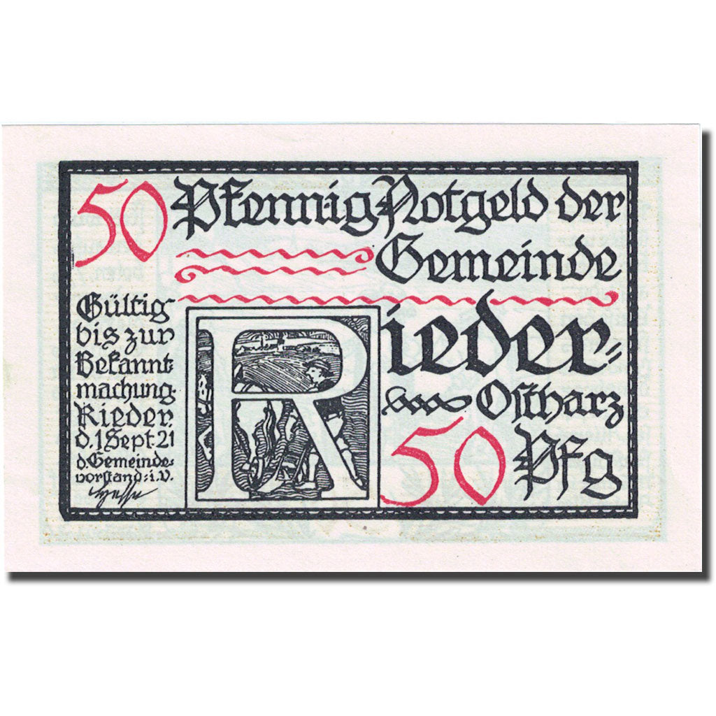 Banknote, Germany, Rieder, 50 Pfennig, personnage 4, 1921 UNC(63) Mehl:1122.2a